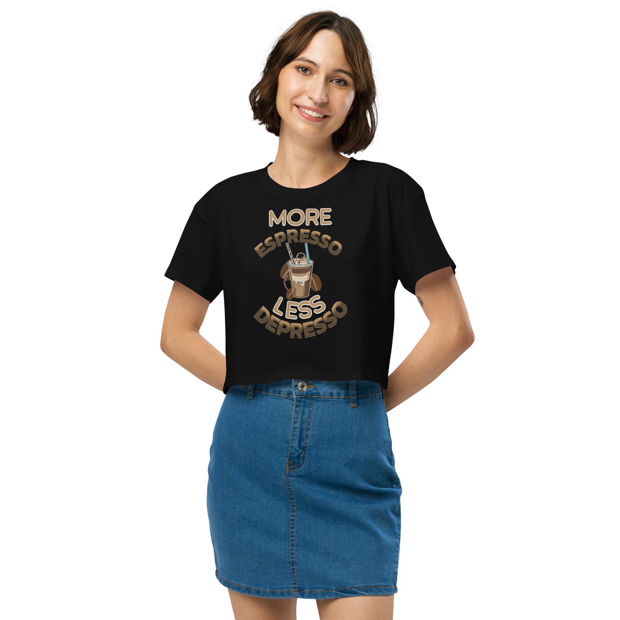 More Espresso Less Depresso Crop top - Fluro Divergent
