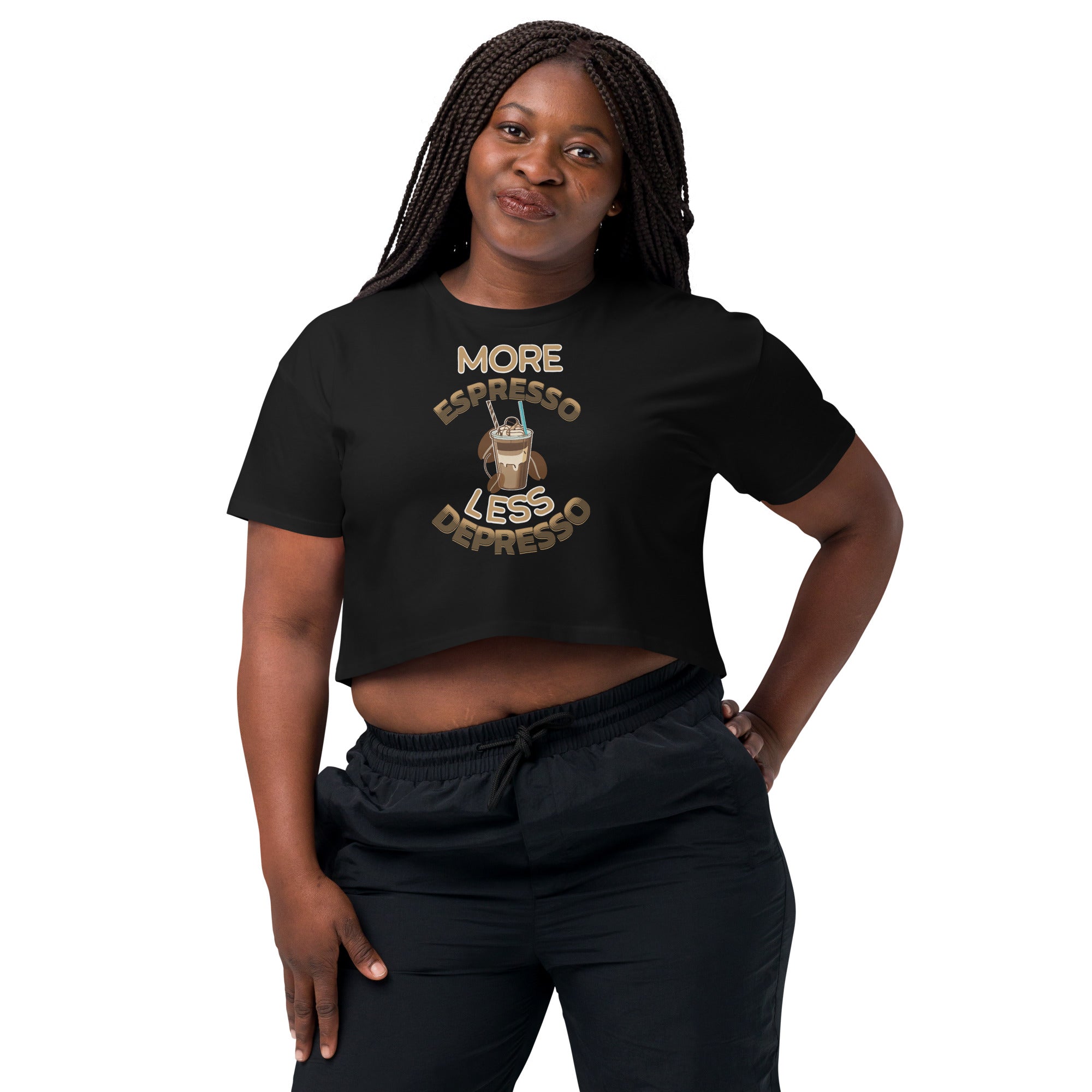 More Espresso Less Depresso Crop top - Fluro Divergent