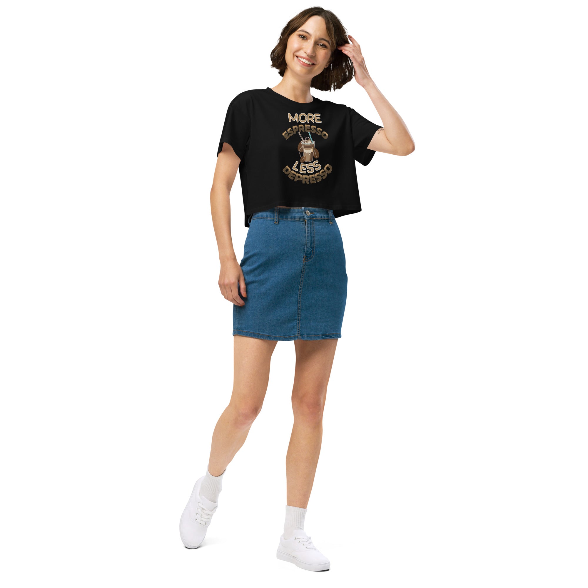 More Espresso Less Depresso Crop top - Fluro Divergent