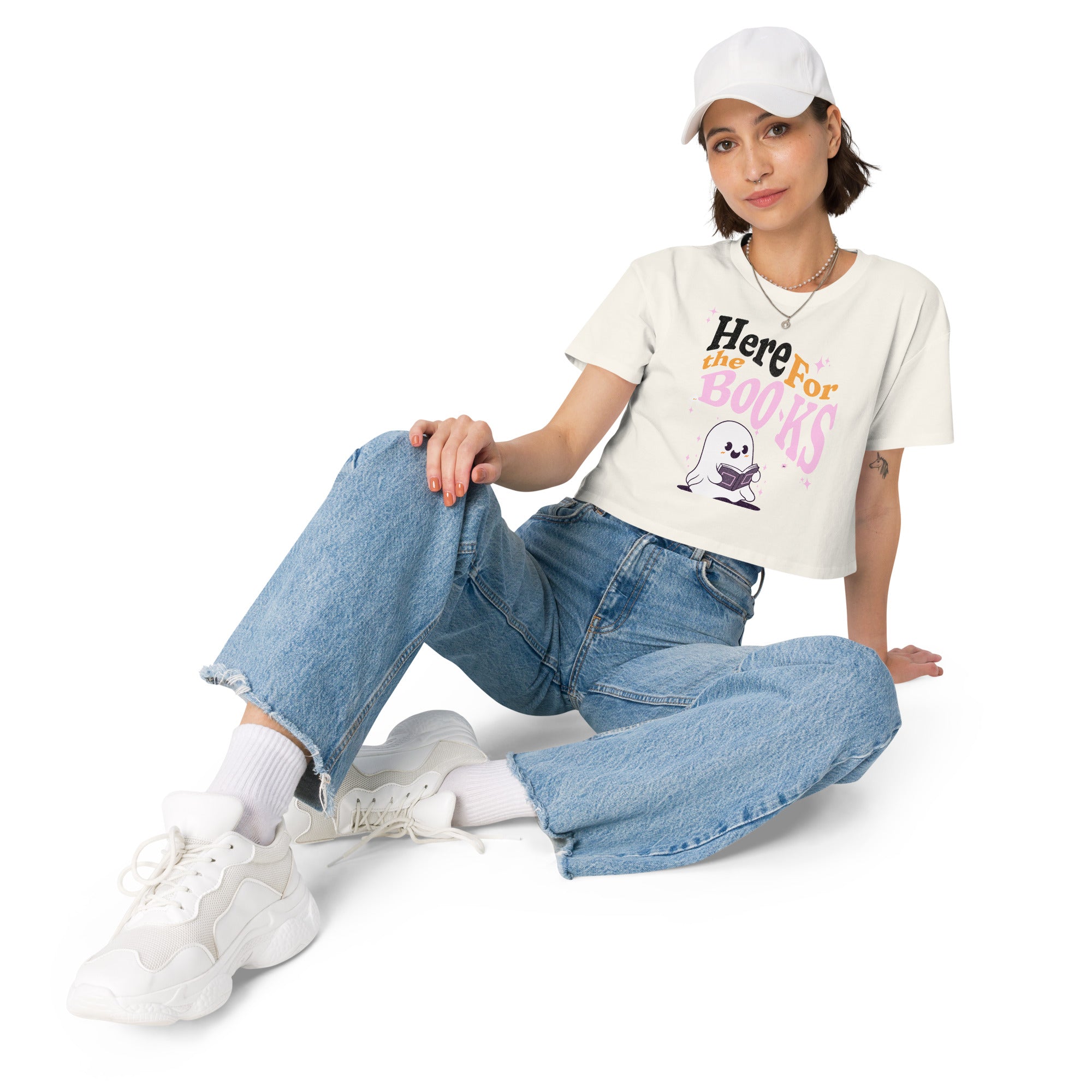 Here for the Boo-ks crop top - Fluro Divergent