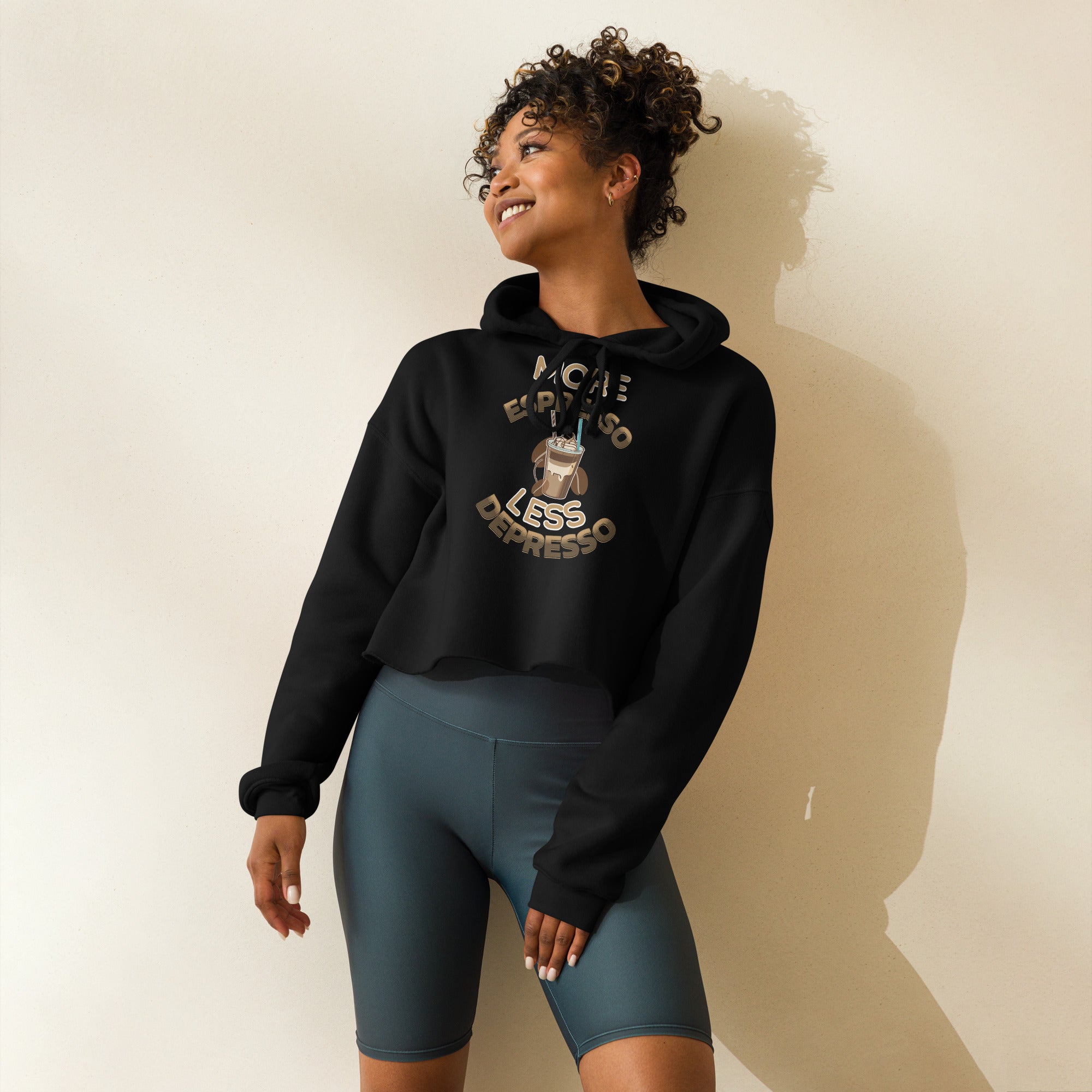 More Espresso Less Depresso Crop Hoodie - Fluro Divergent