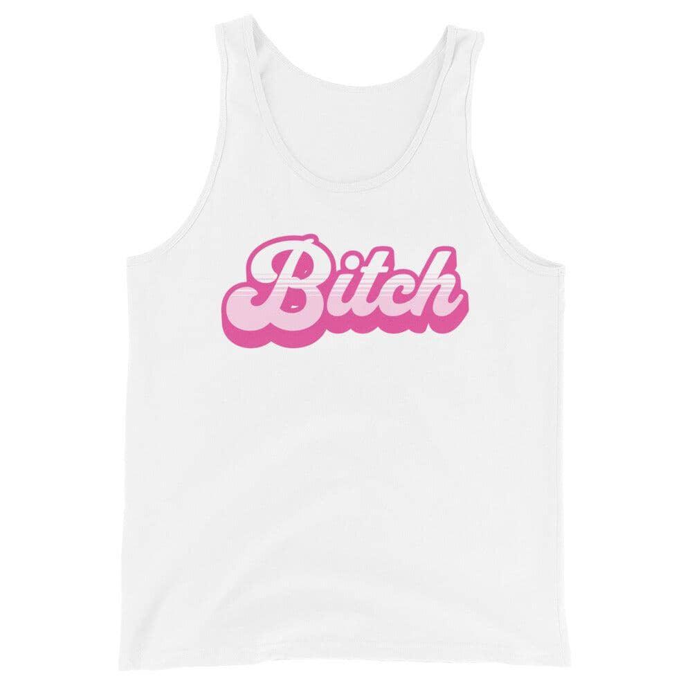 Bitch Tank Top Fluro Divergent White XS
